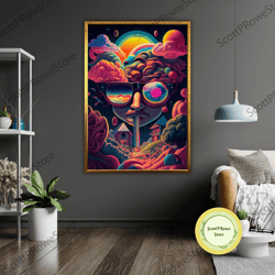 surreal art canvas print, ready to hang, complex abstract wall decor, unique artwork, framed canvas