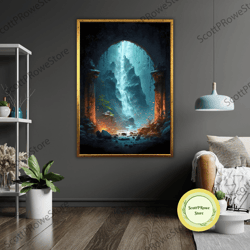 surreal landscape canvas wall art, ready to hang, framed abstract art print, home decor