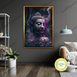 tranquil buddha canvas print, ready to hang, framed meditation art, zen wall decor