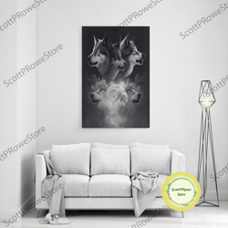 5 wolf moon, framed canvas print, wall art decor