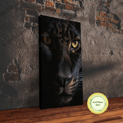 A Look Into Darkness, Beautiful Black Panther Portrait, Cat Photography, Framed Canvas Print, Framed Art, Halloween Witc