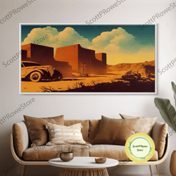 abandoned art, 1940s abandoned pueblo style villa, wall decor, ready to hang framed canvas print, oversize wall art
