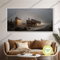 abandoned rustic, western theme canvas art, ghost town canvas print, wild west saloon art, man cave wall art, living roo