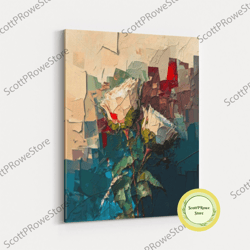 abstract roses framed canvas print, original art, flowers canvas art, modern art, living room wall art, large wall decor