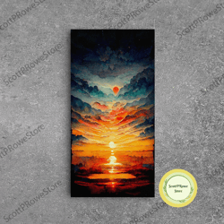 abstract sunset and clouds canvas print, beautiful oil painting print, nature and landscape wall art, ready to hang