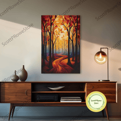 abstract wall art, forest print, fall wall art, canvas print, wall art, vertical print, nature print, college dorm decor