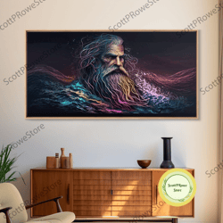 aegir, god of the sea, framed canvas print, norse mythology, norse art, living room wall art