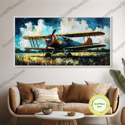 aeroplane art, antique airplane painting canvas print, framed canvas art, above sofa art, gift for rc plane pilot, retro