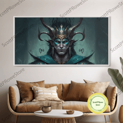 aesthetic loki the trickster god, norse mythology, framed canvas print, extra large art, fantasy decor, pastel aesthetic