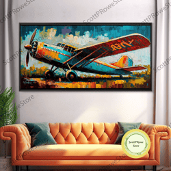aeroplane art, antique airplane painting canvas print, framed canvas art, above sofa art, gift for rc plane pilot
