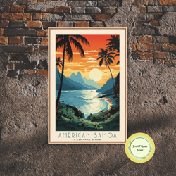 american samoa national park, framed wall art canvas print, travel poster, travel art, roadtrip decor, cool wall art, re