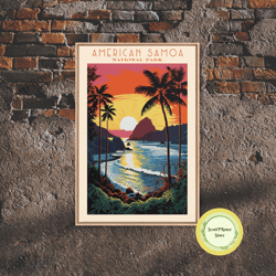 american samoa national park, framed wall art canvas print, travel poster, travel art, roadtrip decor, cool wall art, re
