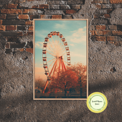 An Abandoned Ferris Wheel, Frames Canvas Print, Liminal Spaces, Abandoned Photography Wall Art Fine Art Print