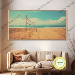Beach Volleyball Net, Framed Canvas Print, Liminal Art, Framed Wall Decor, Beach Photography, Surf Art, Surf Print, Naut