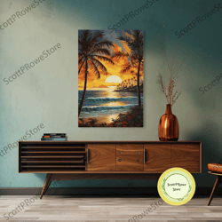 beach wall print, tropical wall art, sunrise wall art, canvas print, wall art, vertical print, entryway prints, dorm roo