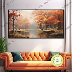 beautiful fall landscape painting framed canvas print, fall decor, thanksgiving decor, autumn decor, home decor, fall de