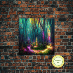 Beautiful Fantasy Wall Art, Canvas Print, Magical Forest, Fantasy Landscape Art, Ready To Hang Wall Art
