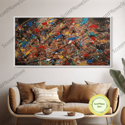beautiful jackson pollock inspired canvas prrint, abstract wall art painting original modern home dcor, large canvas wal