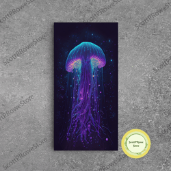 bioluminescent glowing mushrooms in a magic forest, fantasy art, framed canvas print, wall art decor