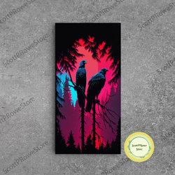 birds of prey art, bioluminescent bald eagle, vaporwave art animal print, framed canvas print, framed canvas print, wall