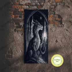 black and white art, witch wall decor, horror art print, gothic wall art, canvas print, wall art, vertical print, home d