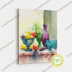 boho modern frank lloyd wright-inspired art deco canvas print, emerald green and gold palm tree, wall decor, wall art or