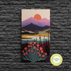 boho style minimalist watercolor still life art, framed canvas print, kitchen decor, still life of a vase and bowl and o