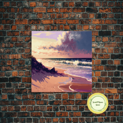 boho style still life of clay pots and ferns, framed canvas print, kitchen art, rustic farmhouse style decor, primitive