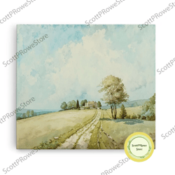 country lane sunset canvas print, country roads, dirt road art, primitive decor