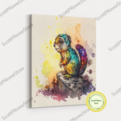 cute cartoon racoon, trash panda art, framed canvas print, cute animal prints, fantasy art, racoon adventurer, art for k