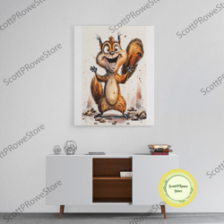 cute cartoon racoon, trash panda art, framed canvas print, cute animal prints, fantasy art, racoon watercolor painting,