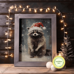 cute christmas golden retriever in a santa hat, christmas art, christmas decor, christmas wall art, christmas painting,