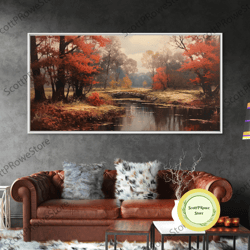 fall centerpiece landscape painting canvas print, autumn decor, fall centerpiece, fall home decor, fall wall decor, seas