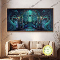 Fantasy Wall Art, Canvas Print, Magical Forest, Fantasy Landscape Art, Ready To Hang Wall Art, Magical Glowing Forest Fa