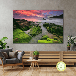 seaweed bound rocky landscape roll up canvas, stretched canvas art, framed wall art painting