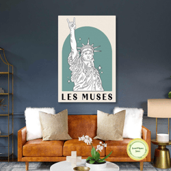 statue of liberty wall art, boho wall decor, blue canvas art, roll up canvas, stretched canvas art, framed wall art pain