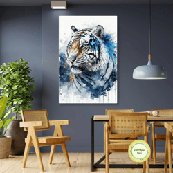 tiger wall art, animal canvas art, living room wall decor, roll up canvas, stretched canvas art, framed wall art paintin