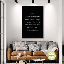 typographic wall art, motivational canvas art, black, modern wall decor, roll up canvas, stretched canvas art, framed wa