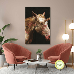 unicorn wall art, rose canvas art, gold detailed canvas wall decor, roll up canvas, stretched canvas art, framed wall ar