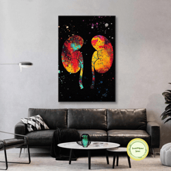 urologist wall decor, kidney system canvas art, body system wall decor, roll up canvas, stretched canvas art, framed wal