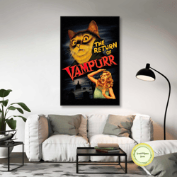 vampire wall art, funny wall decor, cat wall art decor, roll up canvas, stretched canvas art, framed wall art painting