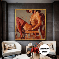 framed canvas ready to hang, romantic couple painting, abstract art canvas, kissing couple picture, love drawing posters