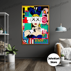 framed canvas ready to hang, ford mustang watercolor art canvas print, ready to hang, framed automotive wall decor