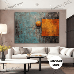 framed canvas ready to hang, mid century poster, geometric wall art design, boho wall decor, abstract art wall canvas bo