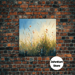 floral art, framed canvas print, colorful wall art, wall decoration, primitive farmhouse boho decor, whimsical floral pa