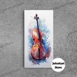 galaxy cello studio decor gift, banjo wall art canvas print, stringed instruments, cello art, banjo poster print, cello