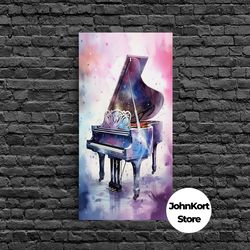 grand piano wall art, musical instrument print, studio art, framed canvas print, piano art, baby grand piano-1