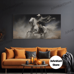 grim reaper art, death rides a pale horse, framed canvas print, cowboy grim reaper, spooky halloween art print