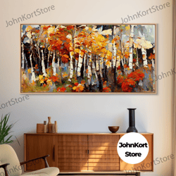 large birch trees canvas print boho wall decor autumn birch forest landscape art silver birch trees wall decor abstract