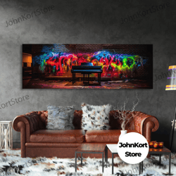 limited edition graffiti covered piano street art framed canvas print, premium graffiti street art wall decor, extra lar